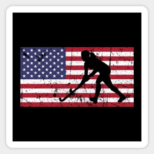 Field Hockey design USA American Flag design Sticker